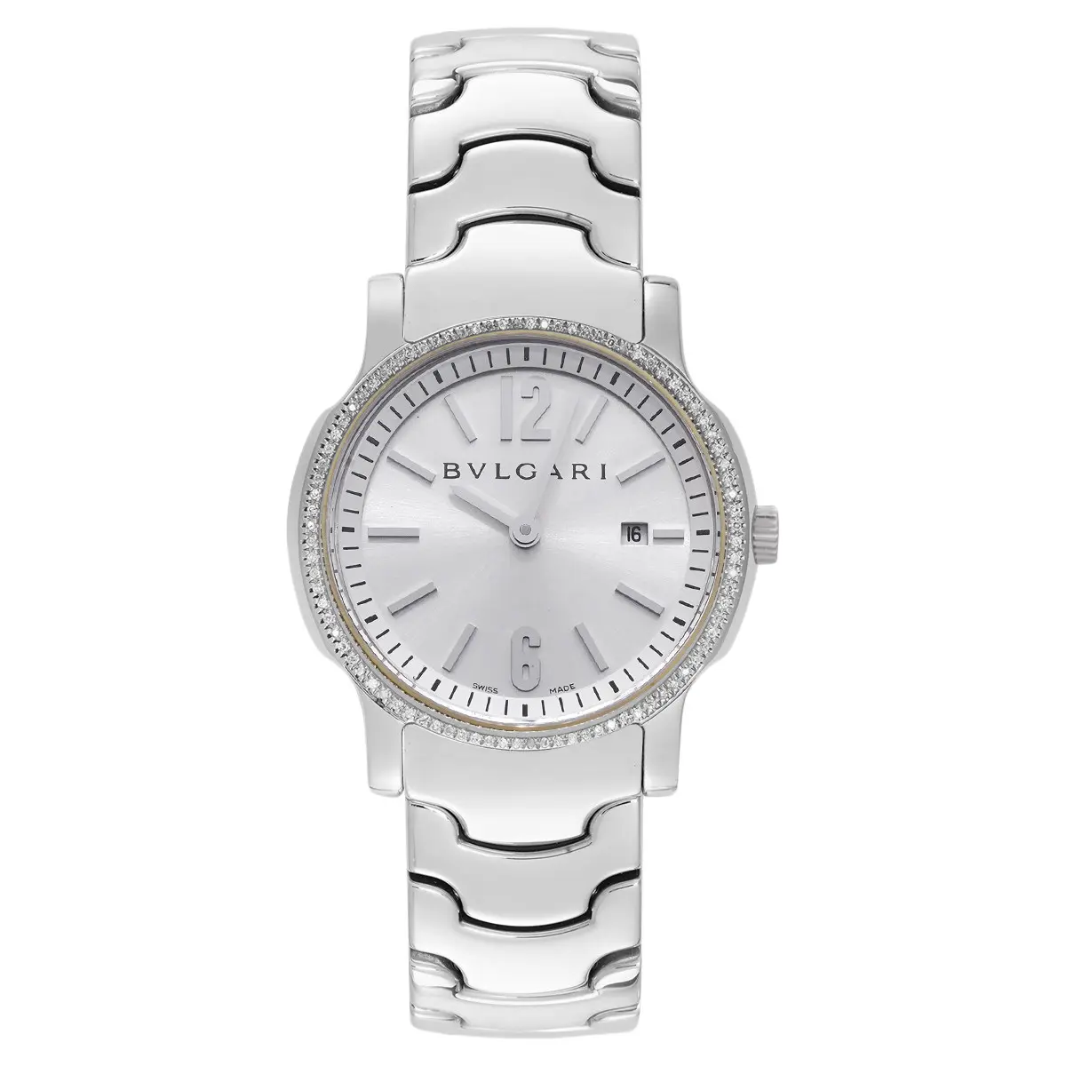 Bvlgari Solo Tempo 29mm Stainless Steel - Custom Diamond Bezel WHT026024