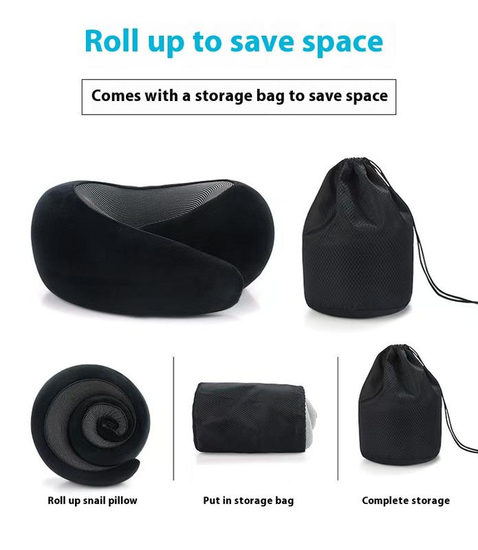 Soft Memory Foam Travel Neck Pillow U Shape Adjustable Support for Comfortable Sleeping on Plane Car Office Noon Break Aerodynamic Design