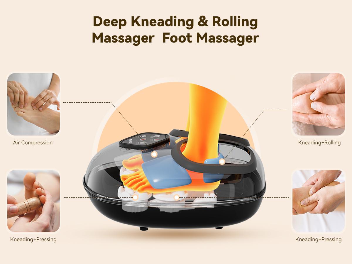 COMFIER 2025 Shiatsu Foot Massager with Heat Compression Kneading Rolling for Neuropathy Plantar Fasciitis Upgraded for Larger Feet Machine Size 15 Home Office Gift for Women Men Adjustable Mum
