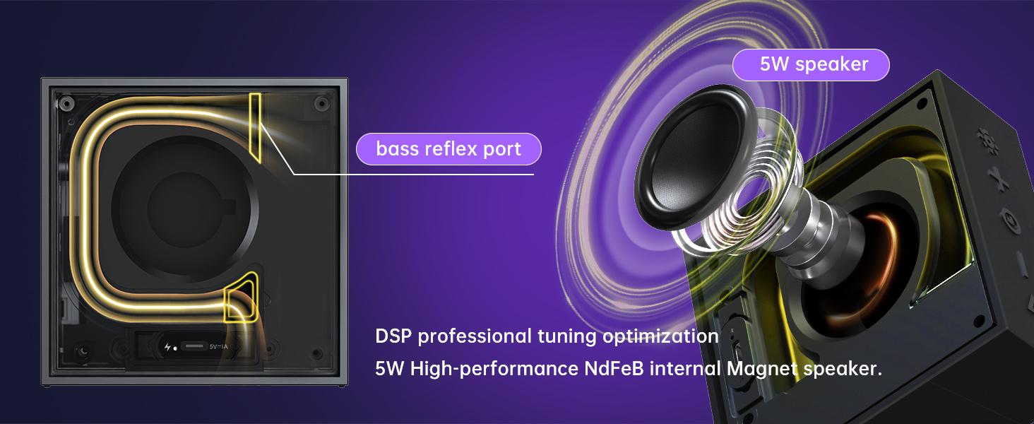 Divoom TimeBox Evo - Pixel Art Bluetooth Speaker with 16x16 LED Display APP Control - Cool Animation Frame & Gaming Room Setup & Bedside Alarm Clock- Black , speker gift Music Sound System Audio