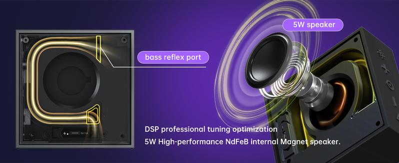 Divoom TimeBox Evo - Pixel Art Bluetooth Speaker with 16x16 LED Display APP Control - Cool Animation Frame & Gaming Room Setup & Bedside Alarm Clock- Black , speker gift Music Sound System Audio