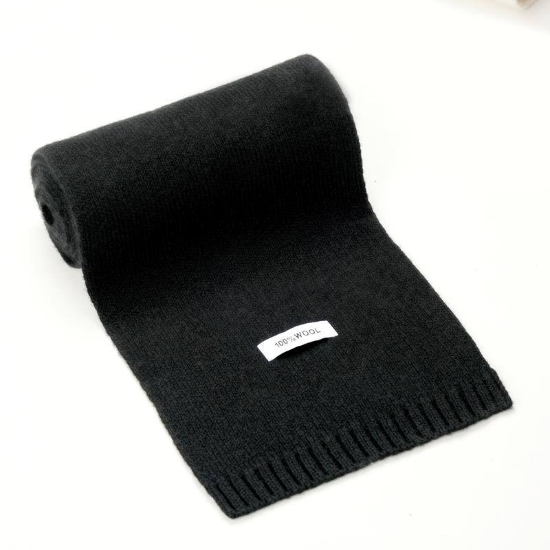 100% Wool Solid Color Scarf Elegant Thickened for Women  Men Fashion Accessories for Fall  Winter Chunky Herringbone Casual All - Season Wear balaclava floral print long scarf leopard hat stylish formen and outdoor