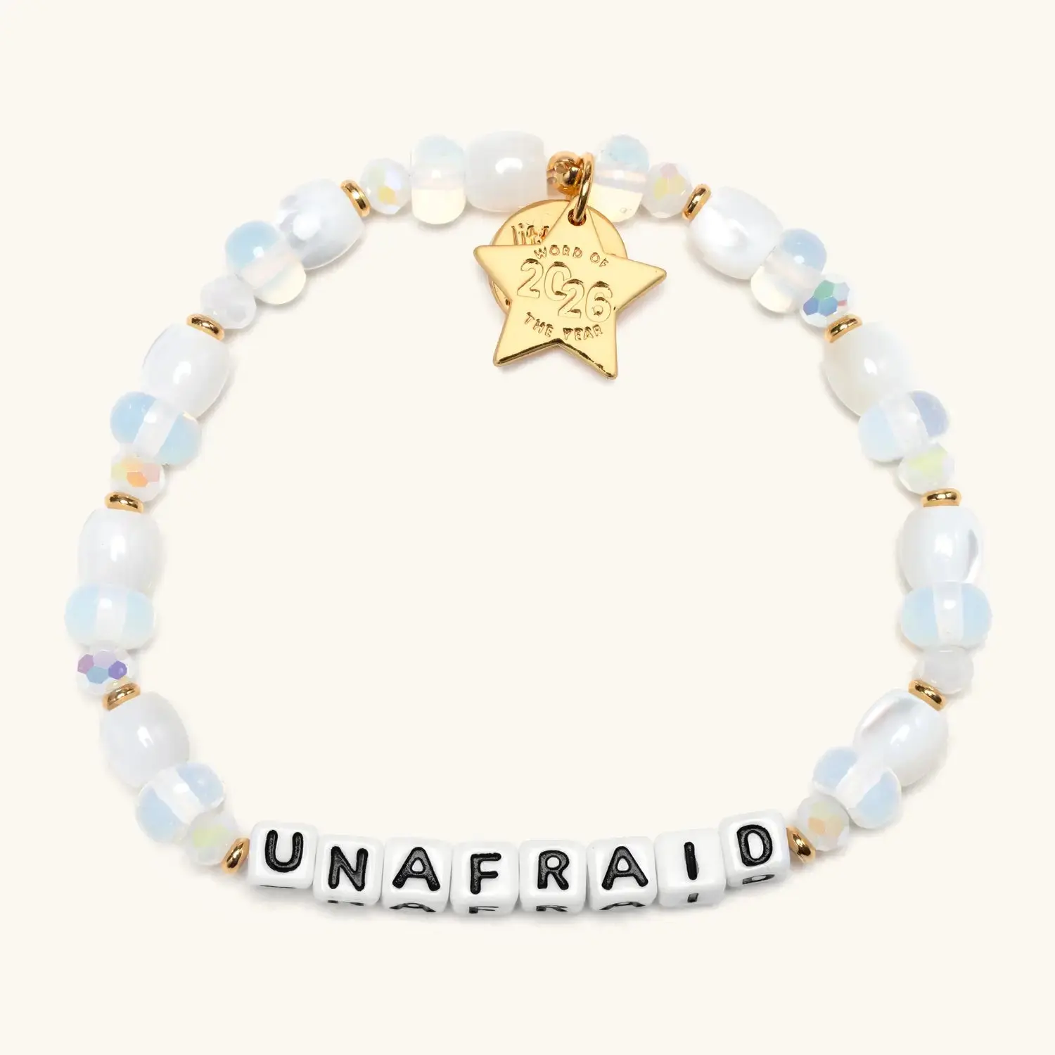 Little Words Project "Unafraid" Adjustable Beaded Bracelet, Limited Edition 2026 Word of the Year, Knot Closure Arm Candy with Trackable ID, Adjustable Bracelet, Limited Ed., 2026 Tag, Multi-Size, Unisex Fit, Arm Candy Accessories, Bracelet Stacking