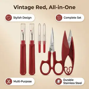 Sewing Seam Ripper Tool Kit with 2 Big & 2 Small Seam Rippers, 1 Thread Snipper, 1 5" Scissor for Seamless Stitching