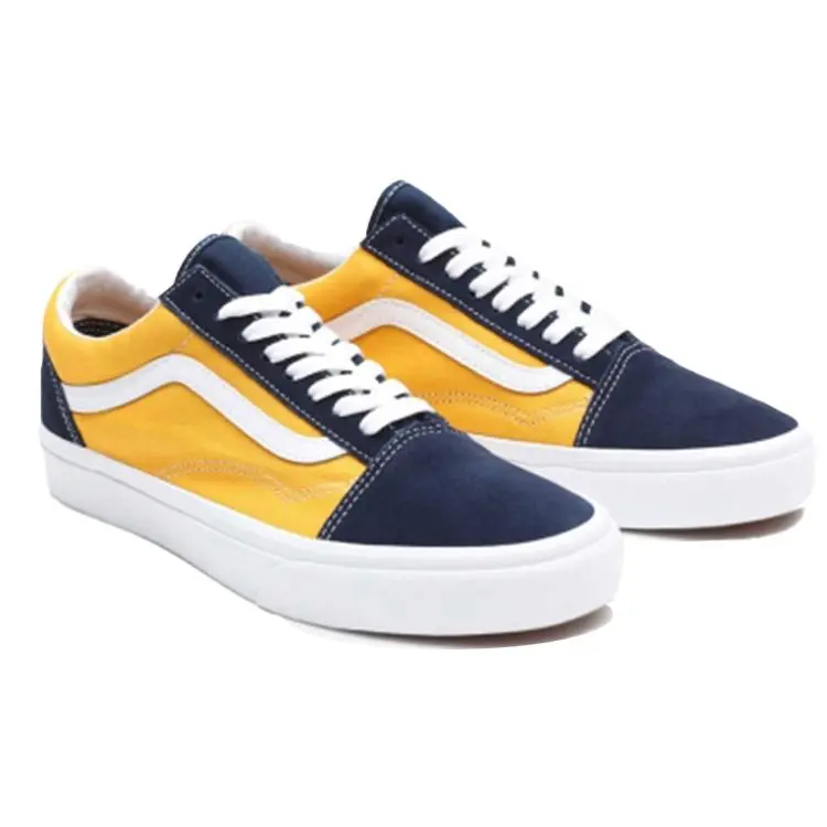 Vans Old Skool Retro Low-Top Skate Shoes Unisex in Blue, Yellow, and White