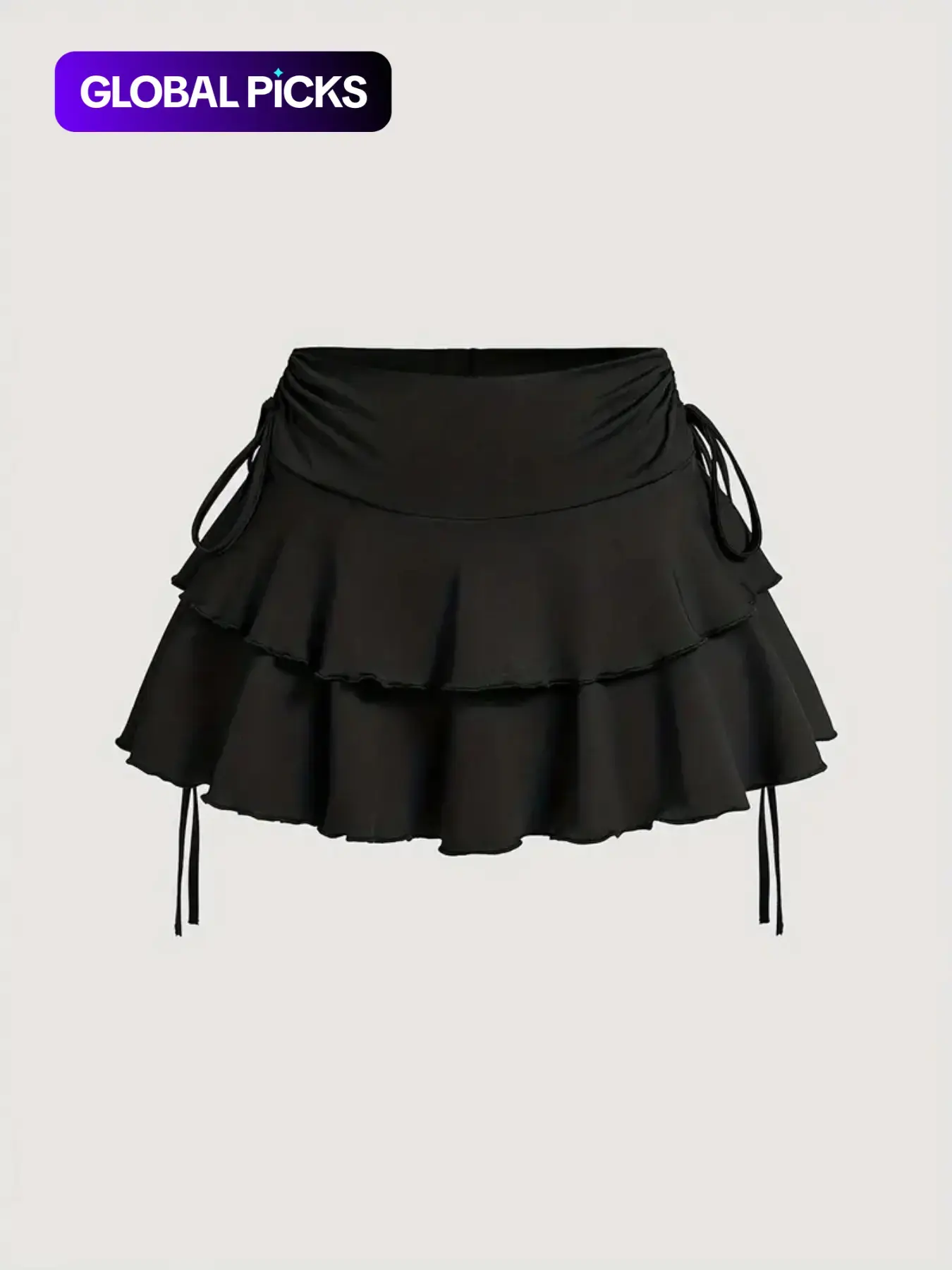Women's Solid Lettuce Trim Tiered Layer Ruffle Hem Fitted Skirt, Elegant Lady Tie Side Mini Casual Skirt, Women's Bottoms for Daily Wear, Womenswear Feminine, Fitted Cut Skirt, Ruffled Hem Skirt