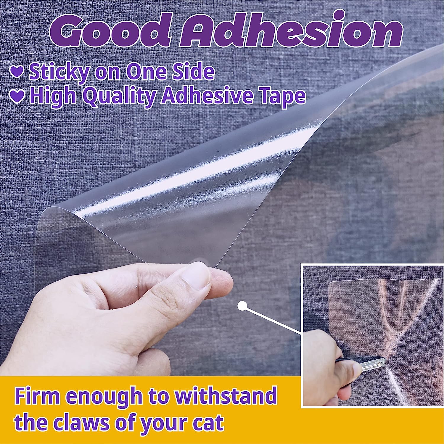 AISOON 60 Pcs Cat Scratch Furniture Protector Single Side Couch Protector for Cats, Self-Adhesive Cat Tape for Furniture,Cat Scratch Deterrent for Furniture