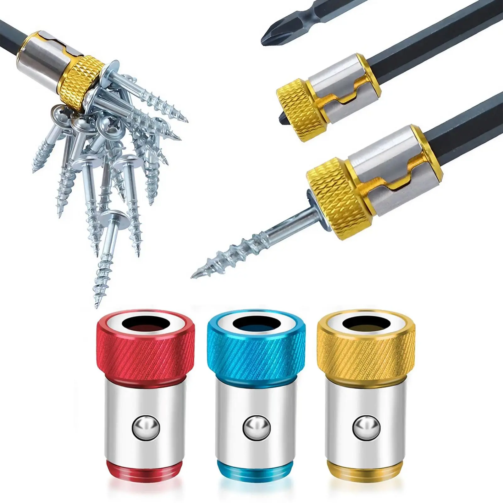 Universal Magnetic Screw Ring,Magnetic Screw Head Ring,Detachable Screw Head Magnetic Ring,Suitable for 1/4 Inch/6.35mm Hexagonal Magnetic Screwdriver Tools & Electric Screwdriver