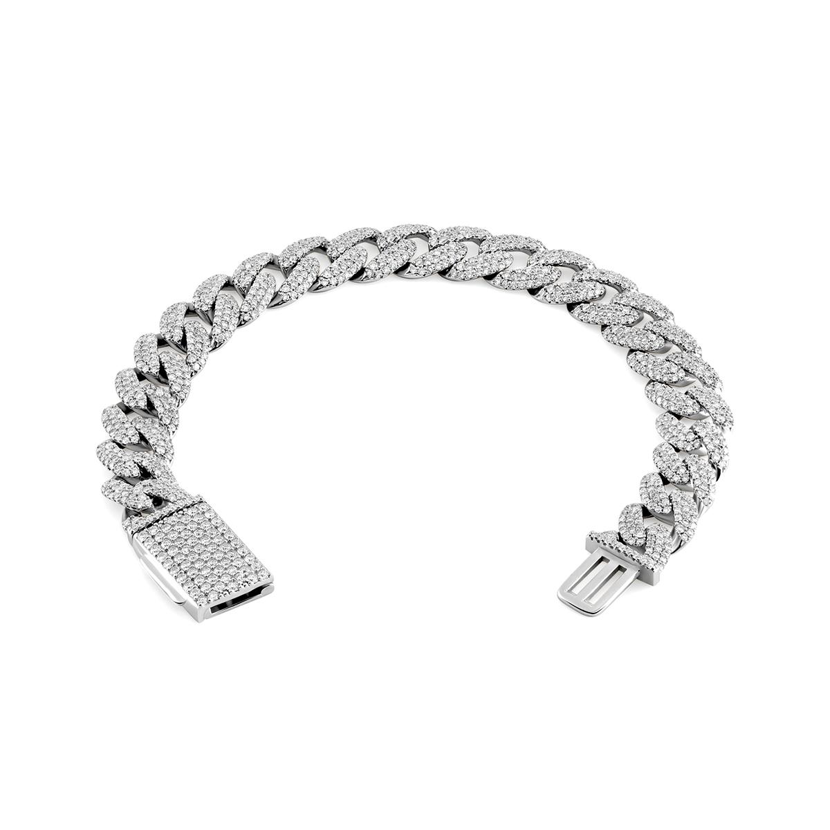 Delzzad (MSG.01) Hip Hop Bling Cuban Bracelet Necklace Chain VVS Synthetic Moissanite S925 Unisex Sparkle Cuban Chain Perfect for Any Occasion & Everyday Wear Birthday Anniversary Gifts