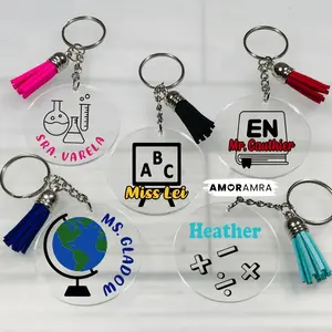 Personalized Teacher Keychain, History Math English Music Science Geography Biology Teacher Gift Keychain