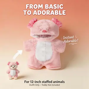 TEDDY HUGGY Clothes Only - For 12-Inch Plush Bears |Pink Piggy Jumpsuit - 12 inch