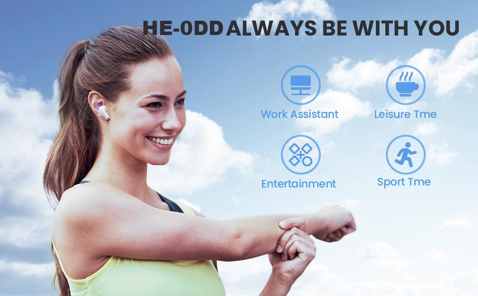 Wireless Headset, Bluetooth Headset with ENC Noise Cancellation, Wireless Headphones, in-Ear True Wireless Headphones (2024 Model) Bluetooth 5.3 Headphones IPX5 Waterproof