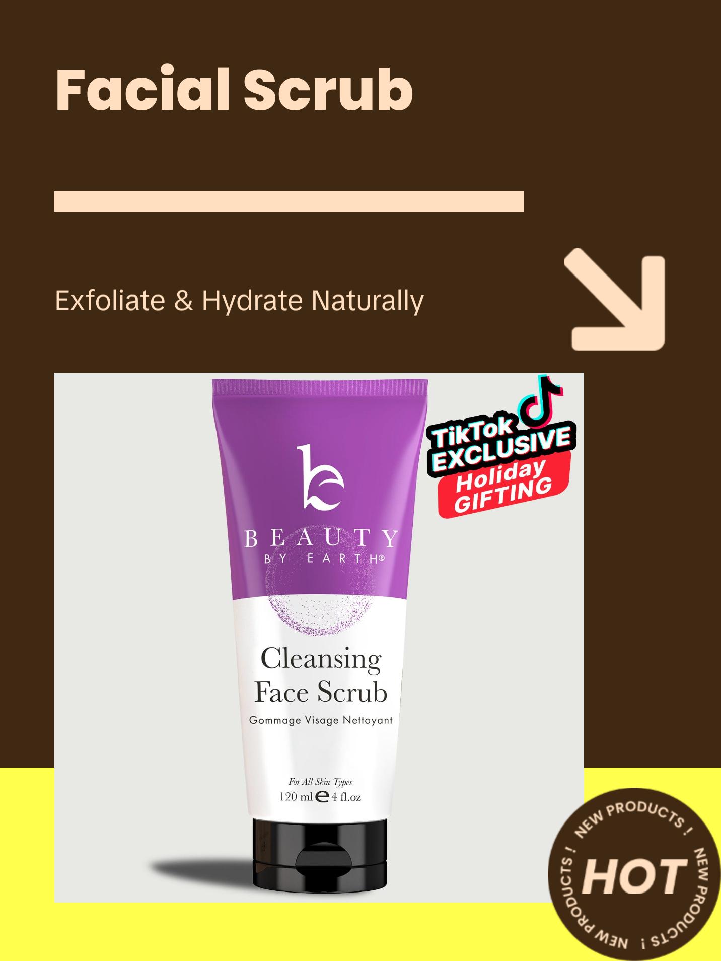 [BEAUTY BY EARTH] Facial Scrub - Superfruits & Calendula USA Made with Natural & Organic Ingredients, Hydrating Deep Cleansing Gentle Exfoliant Skincare