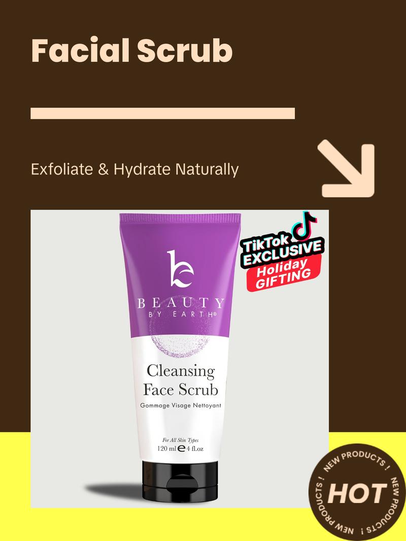 [BEAUTY BY EARTH] Facial Scrub - Superfruits & Calendula USA Made with Natural & Organic Ingredients, Hydrating Deep Cleansing Gentle Exfoliant Skincare