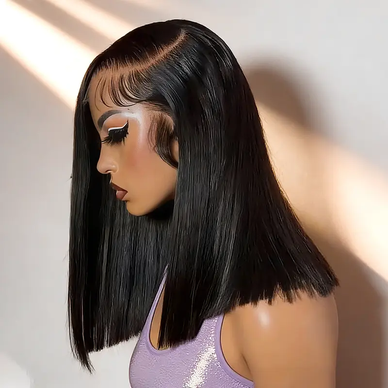 FACMOOD Women's 6x4 HD Lace Frontal Glueless Short Bob Bone Straight 100% Brazilian Human Hair Wig, Ready-To-Wear, On Sale, Wigs Human Hair, Glueless Wigs Human Hair