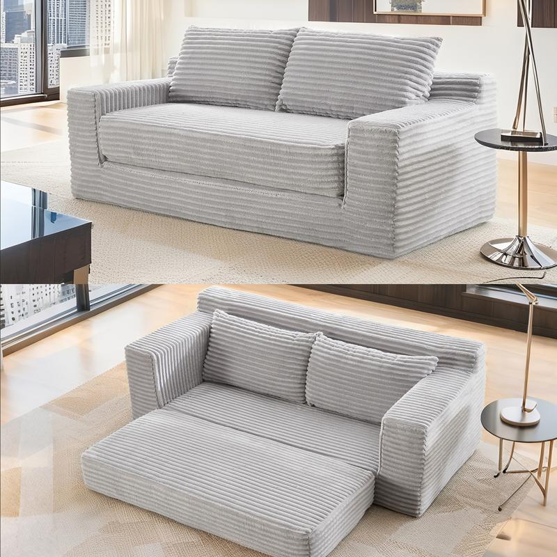 Boneless Cloud Sofa: 2-in-1 Convertible Loveseat with Memory Foam, Corduroy Couch in a Box, No Assembly Small Sofa for Living Room & Apartments