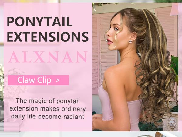 ALXNAN 24'' Long Wavy Claw Ponytail Extension Curly Wavy Pony Tail Clip in Claw Hair Extension Synthetic Hairpiece for Women Ideal for Any Occasion ALXNAN 24'' Long Wavy Claw Ponytail Extension Curly Wavy Pony Tail Clip in Claw Hair Extension Synthetic Hairpiece for Women Ideal for Any Occasion