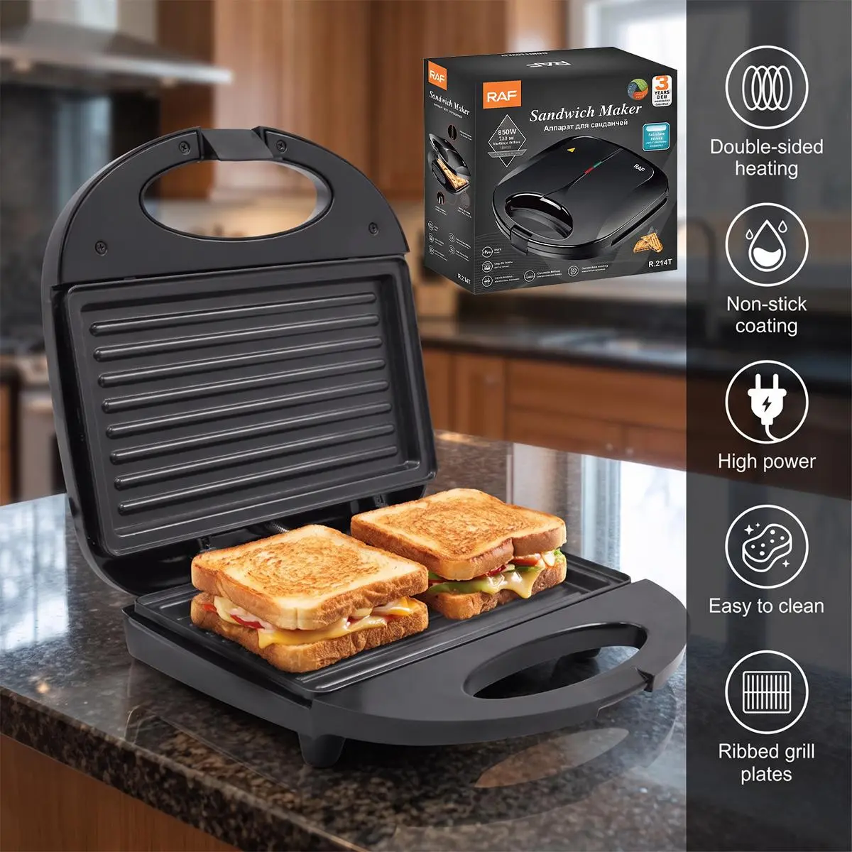 【BackToSchool】Electric Panini Press Sandwich Maker, Non-Stick Grill Plate, Compact Breakfast Grill Machine for Grilled Cheese, Bacon & Home Cooking