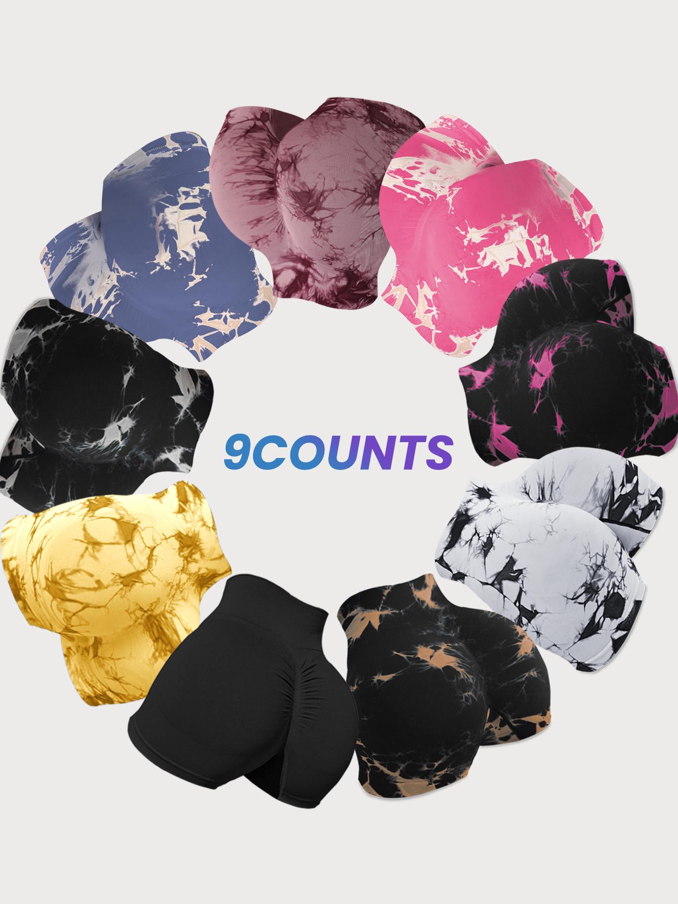 TCVC Women's Tie Dye High Waist Sports Shorts, Casual Comfy Breathable Skinny Athleisure Casual Shorts for Yoga Gym Workout Running,Ladies Sportswear for Spring and Summer