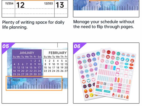NiHome 2026-2027 Large Wall Calendar with DIY Stickers & Adhesive Hooks, 14.8"x11.5" 18-Monthly Wall Calendar Jan. 2026-Jun. 2027, Detailed Planning Sections, Thick Paper & Robust Metal Wire Binding