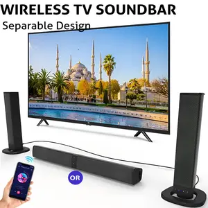 Separable All-in-One Home Theater Sound Bar, Surround Sound System TV Soundbar with 4pcs 5W Magnetic Speakers and 1pc Echo Tube, Supports Wireless, AUX Connection for PC/Gaming/Projectors