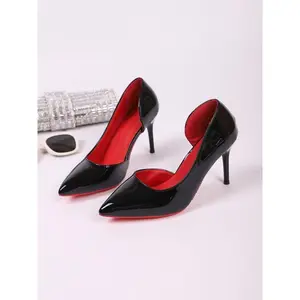 Women's Elegant Solid Color Pointed Toe Stiletto High Heels, Fashion PU Leather Daily Shoes, Lightweight Hollow Comfort Single Shoe