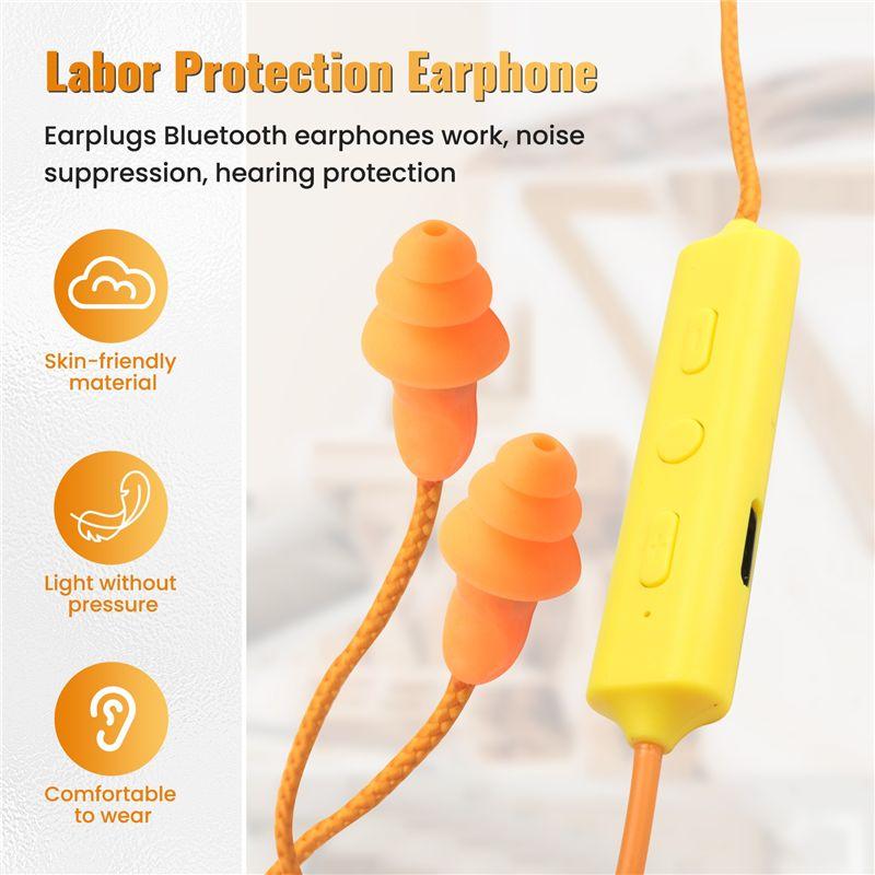 Ear Plugs Bluetooth Earphone for Work, Noise Suppression, Hearing Protection,Construction Sites, Noisy Places Blue