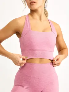 Dream Heather Square Neck Sports Bra - Bloom