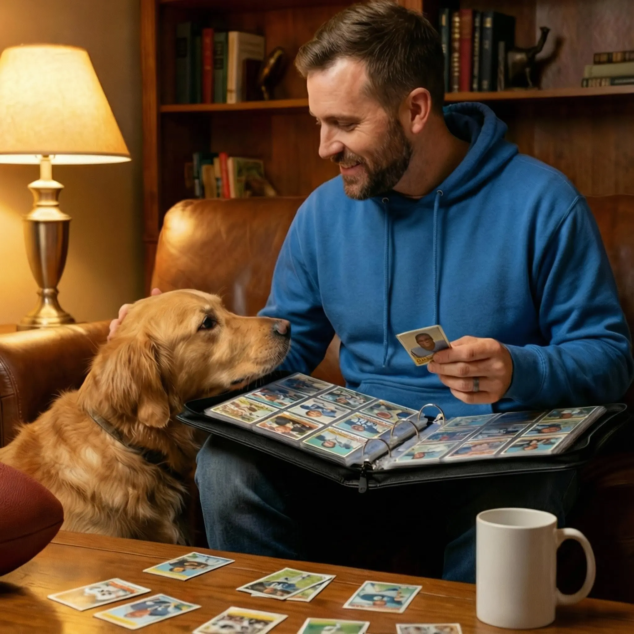 Football Card Binder, 9 pockets, holds up to 990 cards; Golden Retriever trading card binder for Football Card Binder, 9 pockets, holds up to 990 cards; Golden Retriever trading card binder for