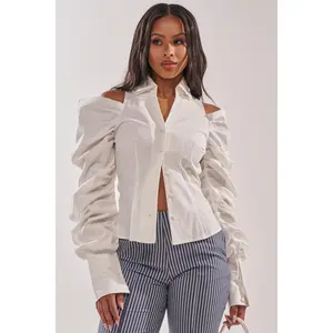 CRAZY IN LOVE WHITE BUTTON DOWN BLOUSE