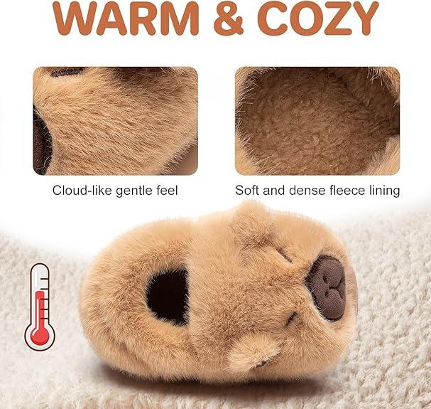 Drecage Toddler Kids Slippers Girls Boys House Shoes Winter Plush Warm Soft with Cute Cartoon Design Indoor Shoes for Boys and Girls