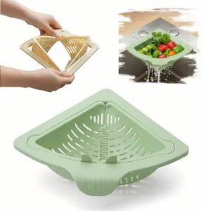 Triangular Draining Basket for Sink, Magnetic Suction Corner Sink Strainer with Twist-Open Bottom, Easy to Install, Sink Waste Rack for Collecting Food Scraps