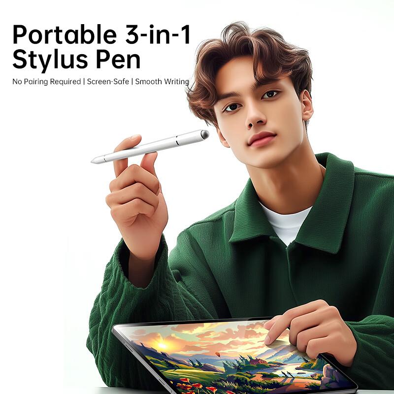 Biaze 3-in-1 Multifunctional Magnetic Stylus for iPad, Palm Repulsion, Tilt Sensitive, Active Touchscreen Pen, Compatible with Tablets and Phones