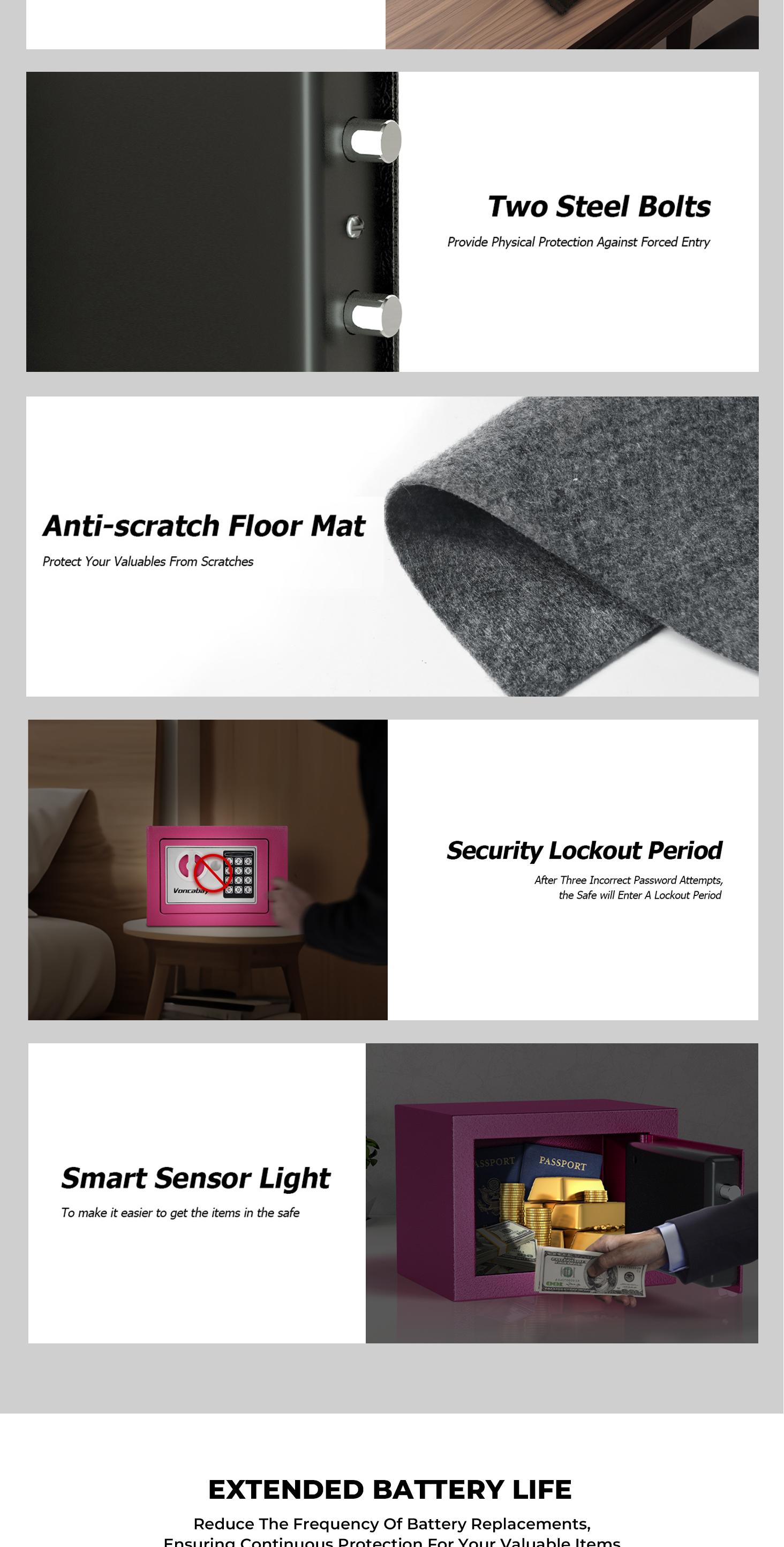 ​Voncabay Steel Mini Safe Box (9x6.6x6.5in) - Fits Anywhere! Favorite Mini Vault! Fireproof Bag (5x8in) Included - Perfect for Cash, Gold & Jewelry