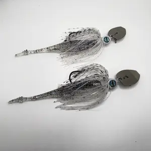 Blue Shimmer Shad Custom Made Direct Blade to Head Bladed Jig 2 PACK with trailers