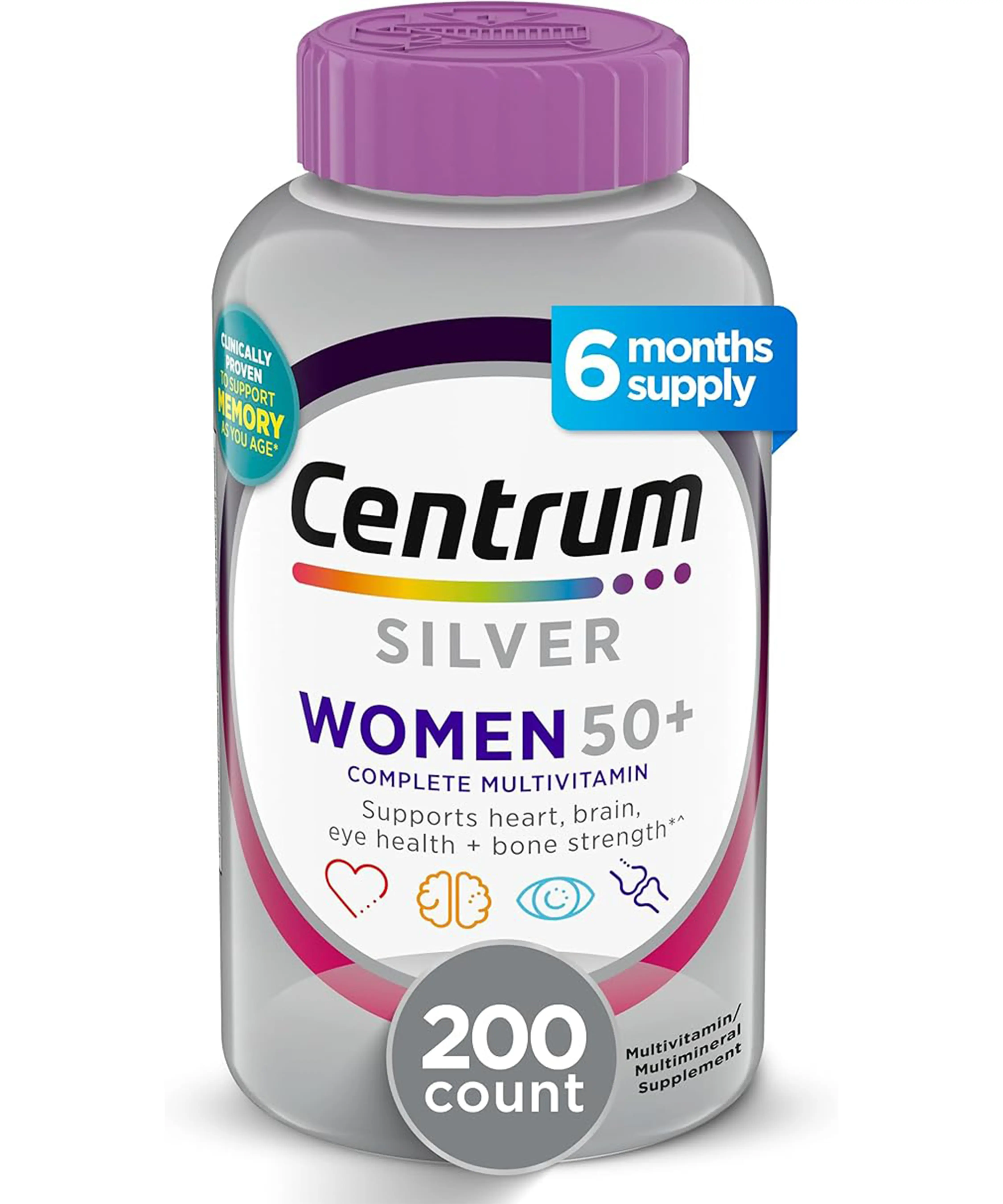 Centrum Silver Women's Multivitamin for Women 50 Plus, Multivitamin/Multimineral Supplement with Vitamin D3, B Vitamins, Non-GMO Ingredients, Supports Memory and Cognition in Older Adults