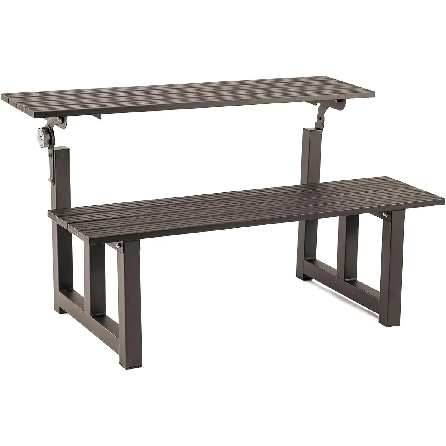 TECSPACE Aluminum Outdoor Convertible Bench, Brown, 400 LBS Load Capacity, Adjustable Plank from 102 to 204 Degrees Comfortable Garden Kneeler Seat