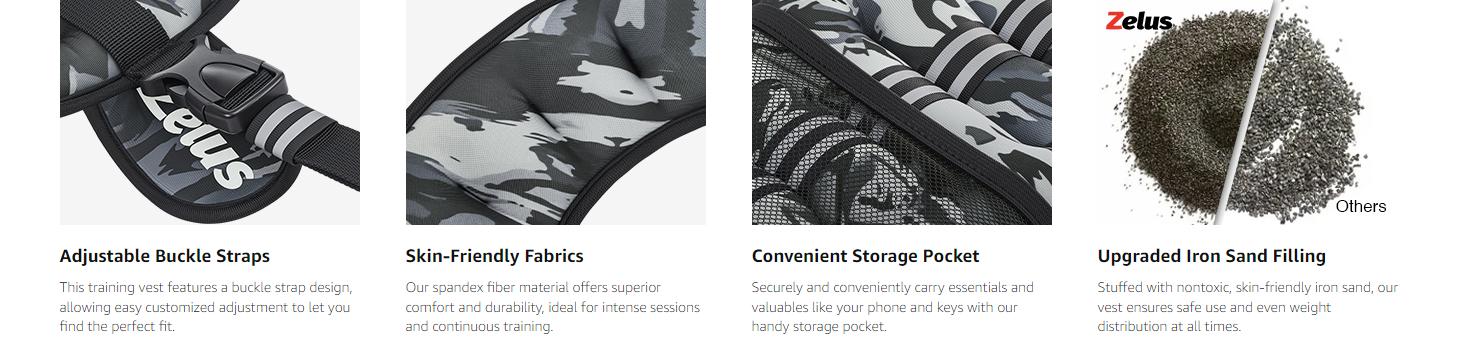 【SpringStatements】ZELUS Urban Tactical Military-Style Weighted Vest 6–30lb (Camo) – Streamlined Design with Reflective Stripe, Detachable Phone Pouch & Adjustable Straps | Tactical Fitness Gear for Walking, Workout Motivation & Strength Training