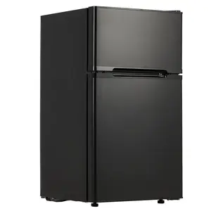 3.1 CU.FT Mini Refrigerator with Adjustable Thermostat - Two Door Compact Fridge with Freezer and Removable Glass Shelves - Small Refrigerator