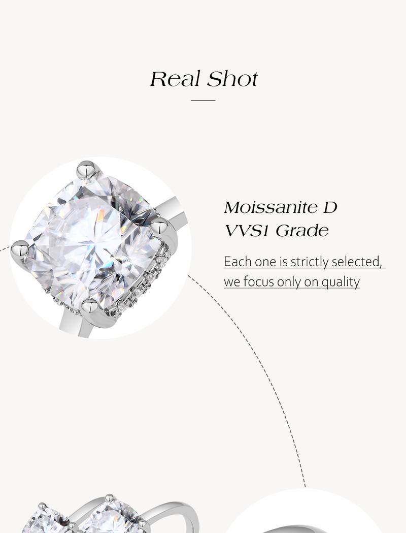ATTAGEMS Cushion Cut 1.5ct 2.5ct Synthetic Moissanite Ring DVVS1 Color 925 Sterlikling Rings for Women Engagement Wedding Band Luxuryng Silver Spar Fine Jewelry Holiday Gift Party R285