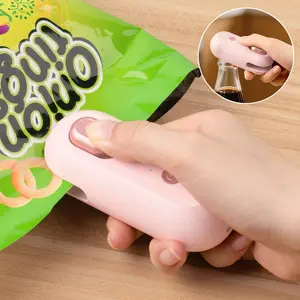 New 4 in 1 Mini Sealing Machine Snack Bag Portable Beer Bottle Opener Built-In Cutter USB Rechargeable Plastic Heat Sealer for Food Storage Magnetic Design Home Kitchen Pet Supplies Camping