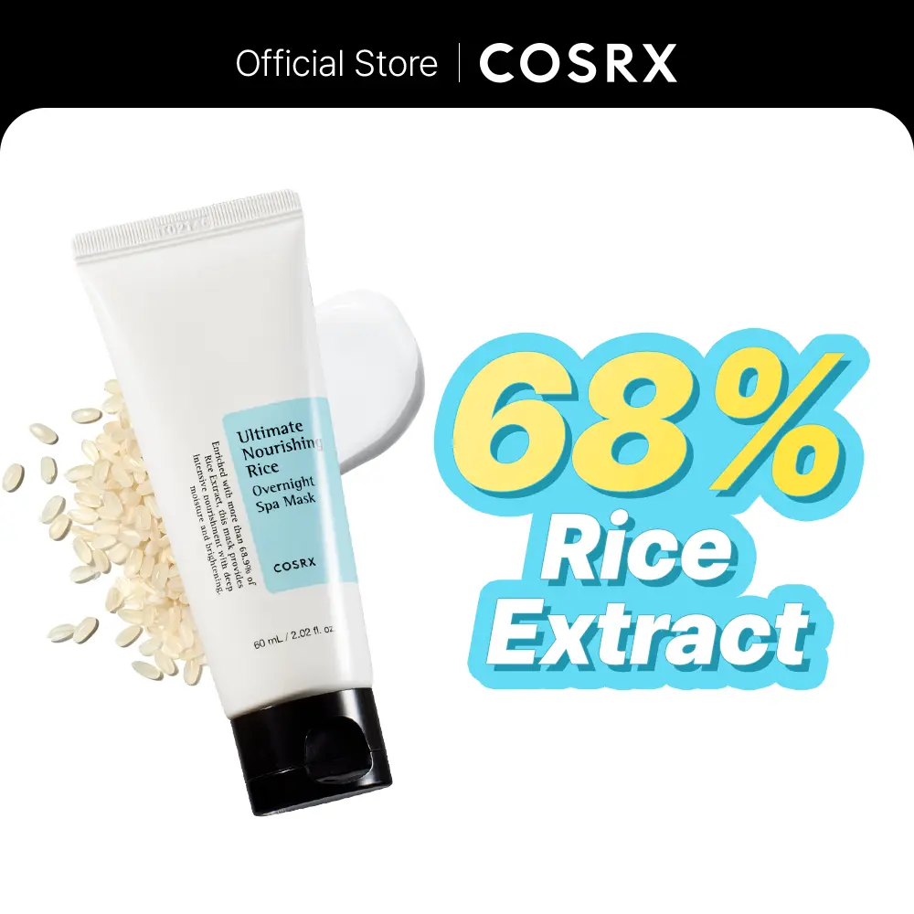 [COSRX Official] Ultimate Nourishing Rice Overnight Spa Mask, Hydrating & Brightening Face Treatment with 68% Rice Extract & Niacinamide for Glowing Skin, 60ml, Hydrating Mask, Moisturizing Mask,  Deep Moisture Mask Boost Up Mask Rejuvenating Face Mask