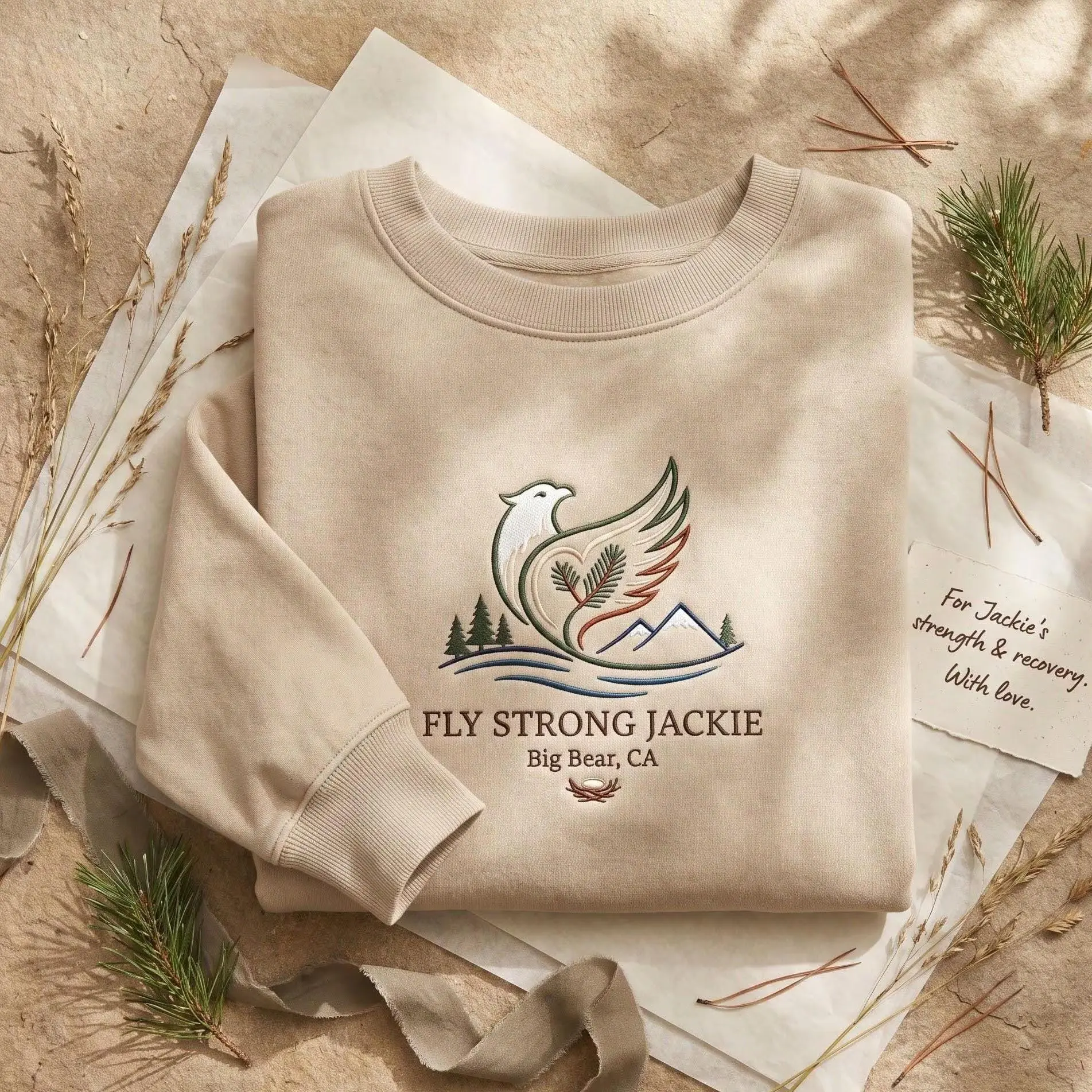 Fly Strong Jackie Big Bear Eagle Jackie's Bald Eagle Shirt, Embroidered Gift with Name, Sweatshirt Tee Hoodie
