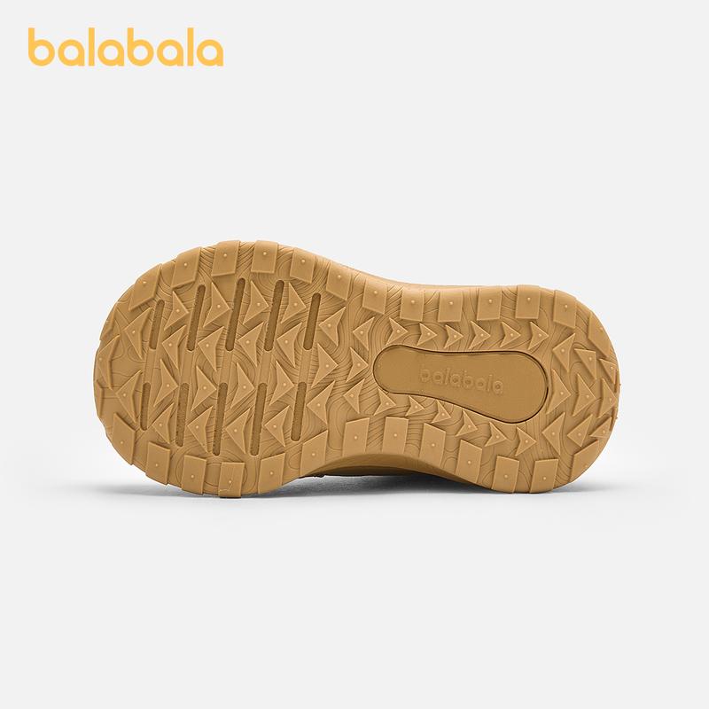 Balabala Kids Fleece-Lined Snow Boots Tan Grey Thick Warm Anti-Slip Winter Walking Shoes with Rubber Sole & Secure Hook-And-Loop Straps for Safety & Comfort