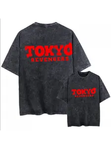 Unisex Vintage Washed Oversized Black Tshirt Short Sleeve Tees Graphic Men Women Clothing Tokyo Revengers Anime Tokyo Revengers Women Men Tshirt Black White Tee Shirt Graphic Oversized Y2k T Shirt Female Male Clothing Street Wear Tee