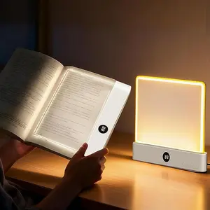 2026 Upgraded Book Light, Rechargeable Clear LED Flat Book Lights for Reading in Bed at Night with 3 Colors & Timer, Dimmable Panel Plate Book Lamp Full Page Light, Bookish Gifts for Book Lovers