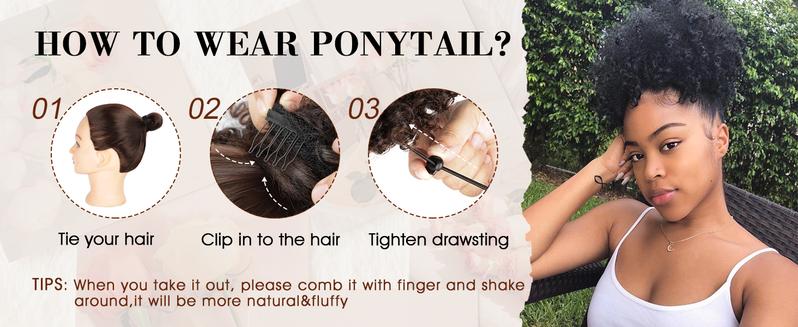 Afro Puff Drawsting Ponytail Burgundy 8 Inch Synthetic Hair Puff Durable Natural Soft and Smooth Natural Ponytails Extensions for Black Women