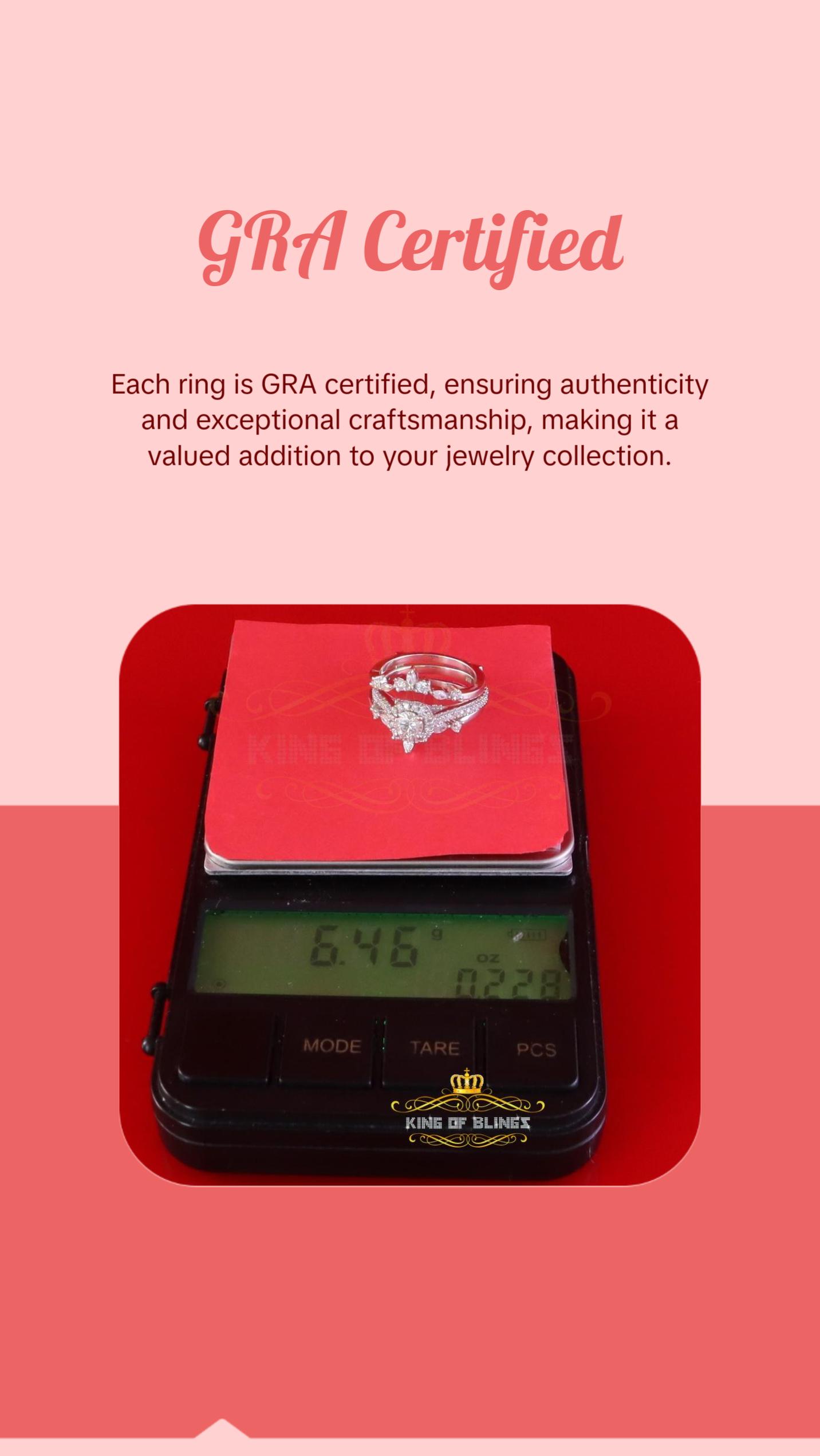 King Of Blings Solitaire Enhancer Guard Wrap Ring Insert 1.66ct Moissanite 925 White Silver