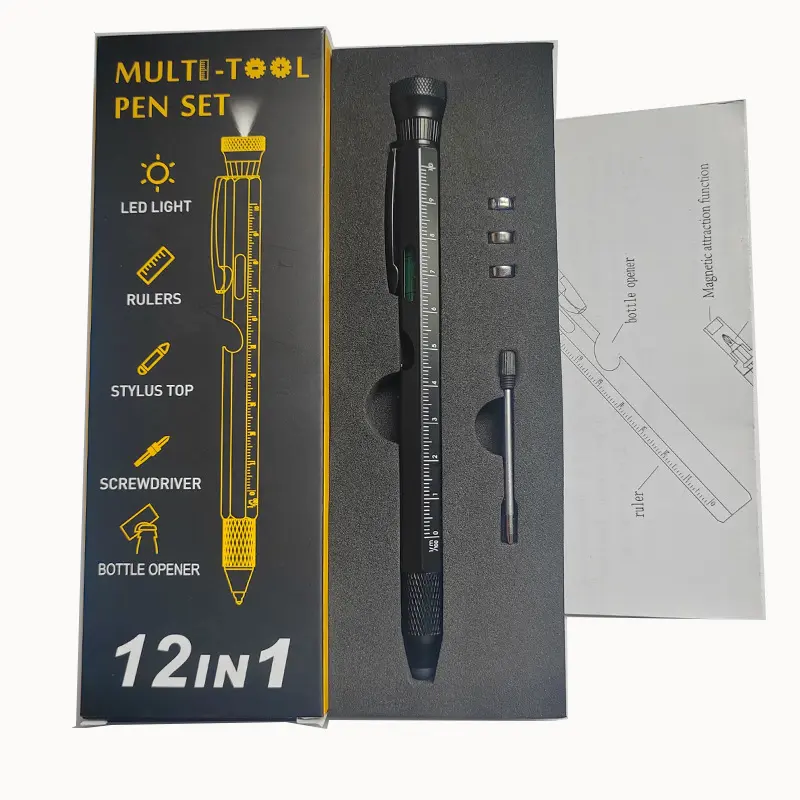 12-in-1 Heavy Duty Metal Multi-Tool Pen - Your Portable Toolbox in a Pocket