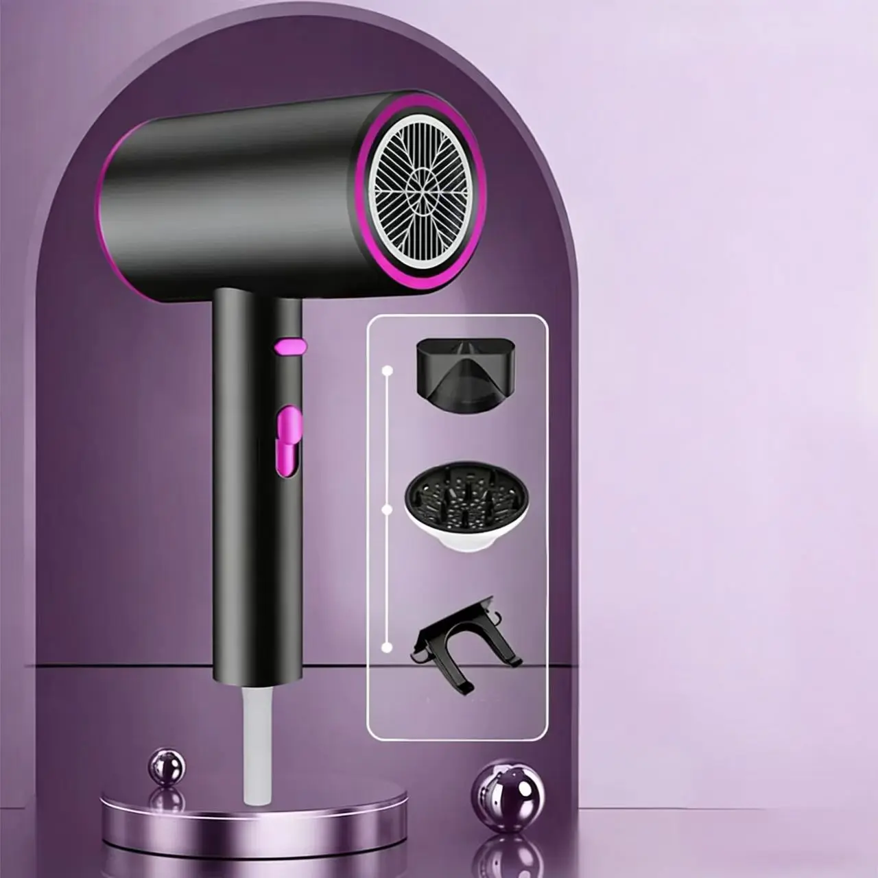Electric hair dryer for home use, suitable for hair salons, professional high-power cold and hot negative ion hair styling constant-temperature hair dryer diffuser and styling comb accessories, lightweight and quiet, suitable for all hair types
